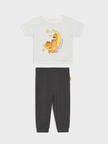 Sinsay dvoudílné pyžamo loose fit Garfield zelená