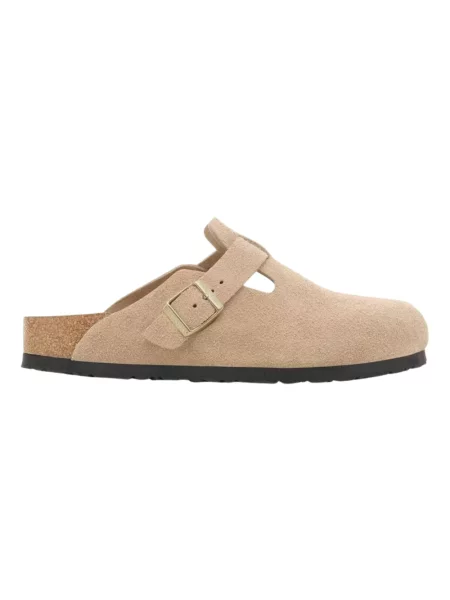 Birkenstock Boston BS Suede Leather Narrow Fit Brown Kobiety Sandały Birkenstock Brązowy Size: beżowe