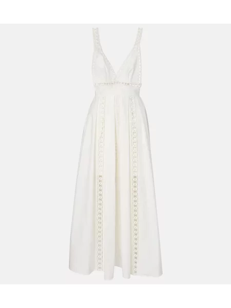 Rochie midi Elie Saab cu broderie până la genunchi de costum alb