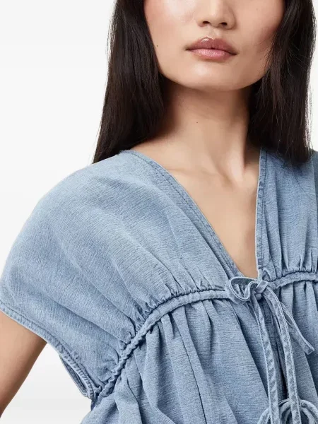Top Allsaints cu volane albastru