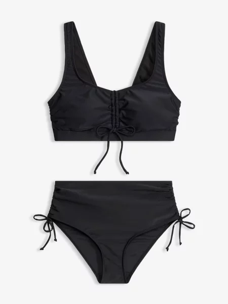 Bikini bustier z troczkami komplet 2 cz. czarne
