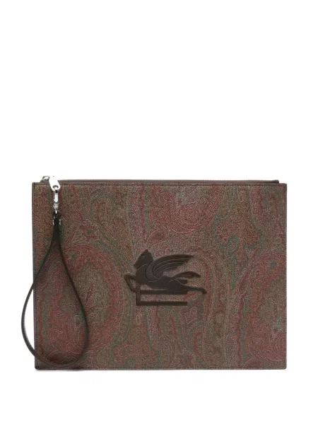 Geantă Etro cu imagine cu model paisley maro
