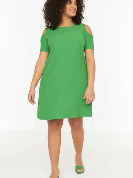 Pletena obleka Trendyol a-linija zelena