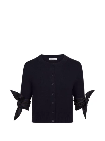 Scurt cardigan Oscar De La Renta cu model argyle cu legături albastru