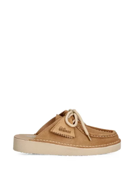 Papuci tip mules Clarks Originals cu șireturi din dantelă