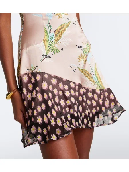 Rochie Staud din satin cu model floral roz