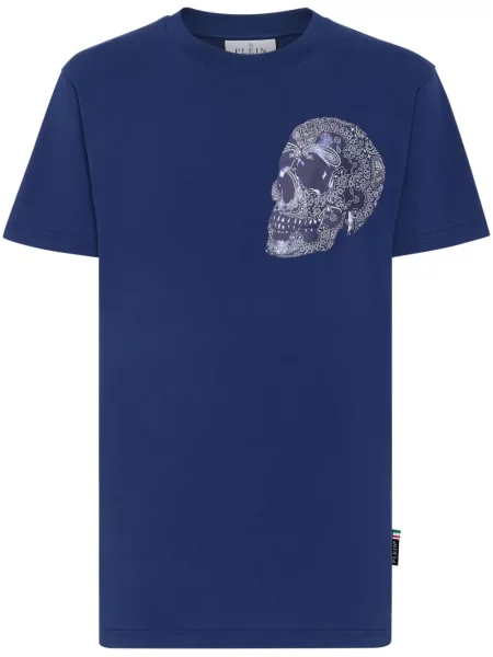 Tricou Philipp Plein cu imagine albastru