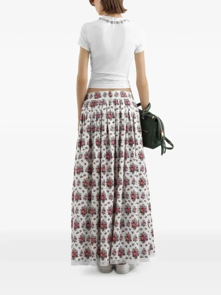 Fusta maxi Dolce & Gabbana cu model floral alb