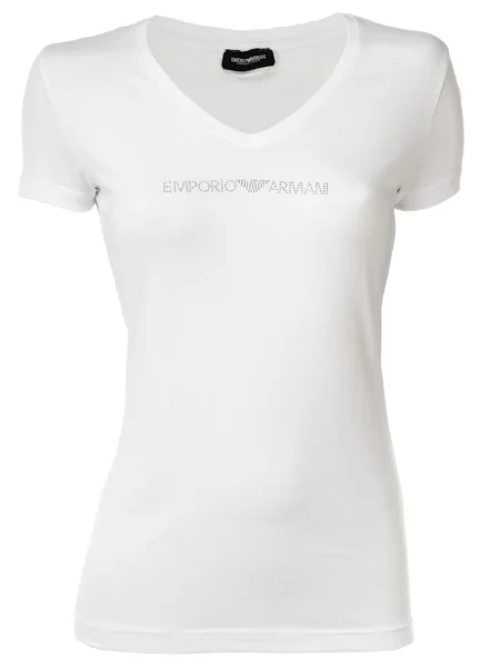 V-nyakú póló Emporio Armani fehér