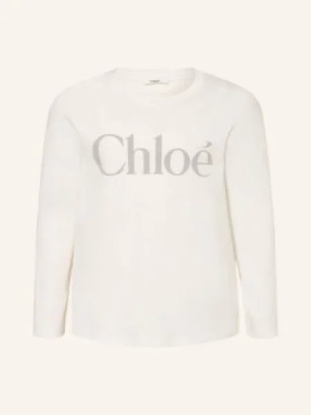 Chloé Tričko S Dlouhým Rukávem / šedá bílá