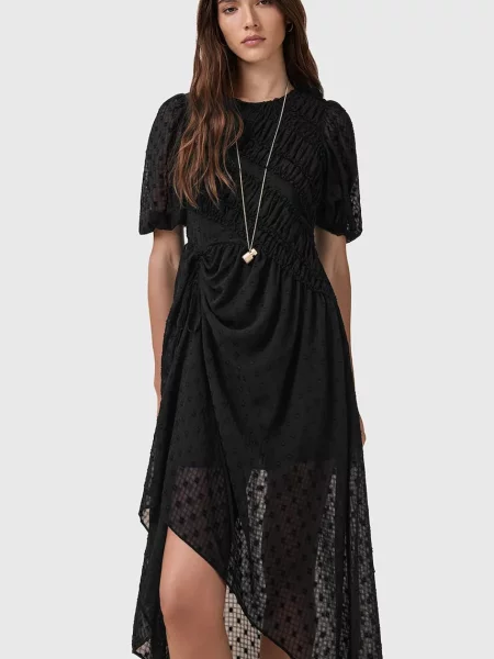 Сукня AllSaints SERENE midi розкльошена чорний