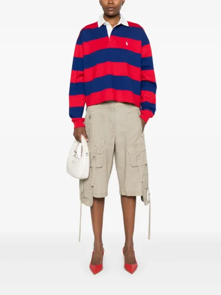 Haftowana kurtka Polo Ralph Lauren w kratkę ocieplana niebieska