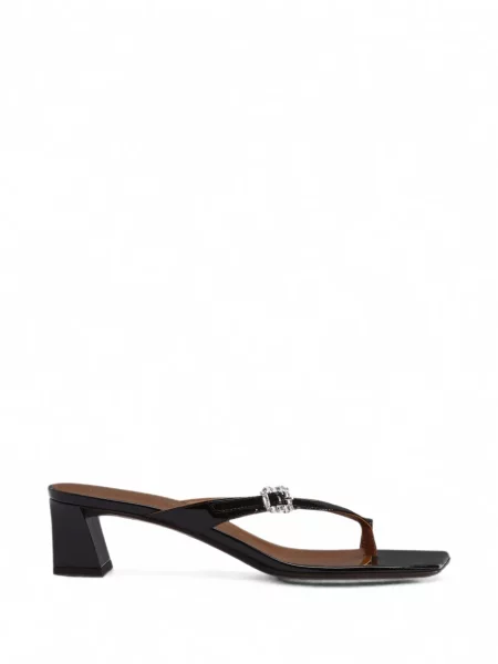 Papuci tip mules Giuseppe Zanotti din piele de lac negru
