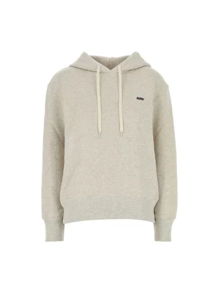 Haftowana bluza z kapturem Autry z kapturem z okrągłym dekoltem szara