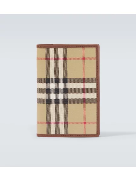 Portofel Burberry în carouri din canvas bej