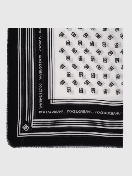 Хустка з кашеміру та шовку з логотипом Dolce&gabbana біла