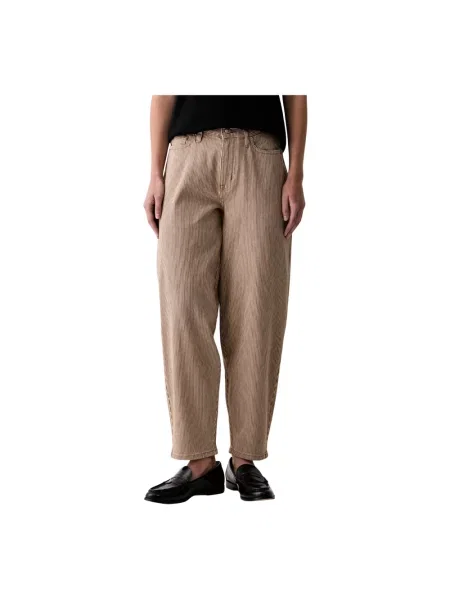 DKNY jeansy barrel beżowe