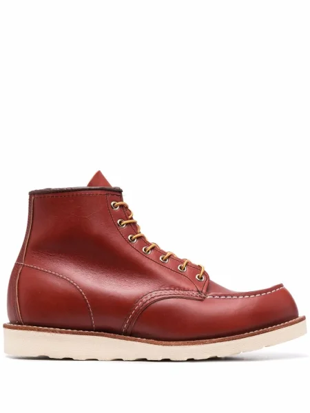 Botine Red Wing Shoes cu șireturi din piele roșu