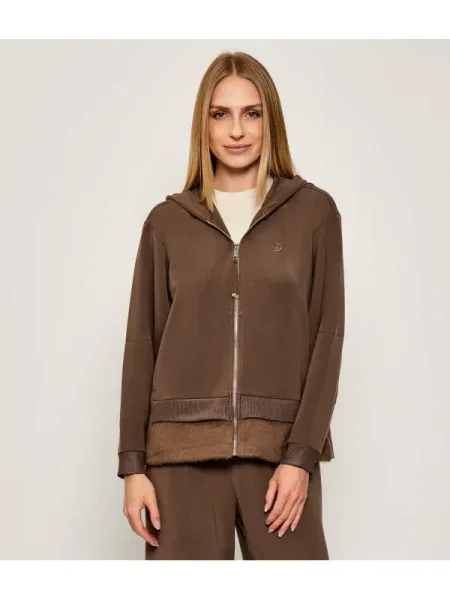 BOSS bluză cu glugă uni maro