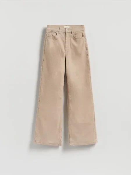 Reserved Džínsy wide leg béžová