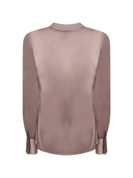 Satenska bluza Blanca Vita s V-izrezom smeđa