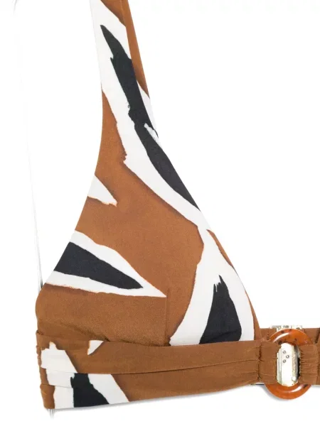 Top Maryan Mehlhorn z nadrukiem w abstrakcyjne wzory na sprzączkę brązowy