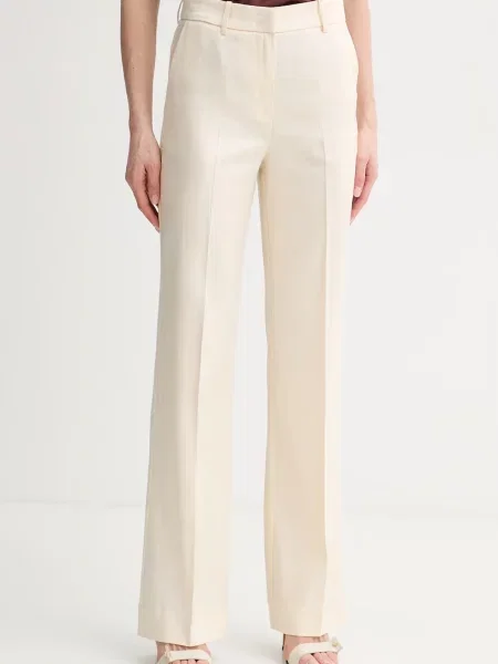 ERMANNO Firenze spodnie garniturowe z lnem beżowe