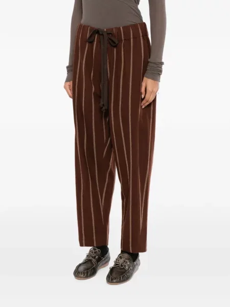 Pantaloni Uma Wang cu dungi cu cordon maro