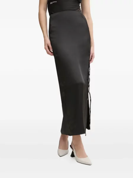 Fustă din denim Karl Lagerfeld Jeans din satin negru