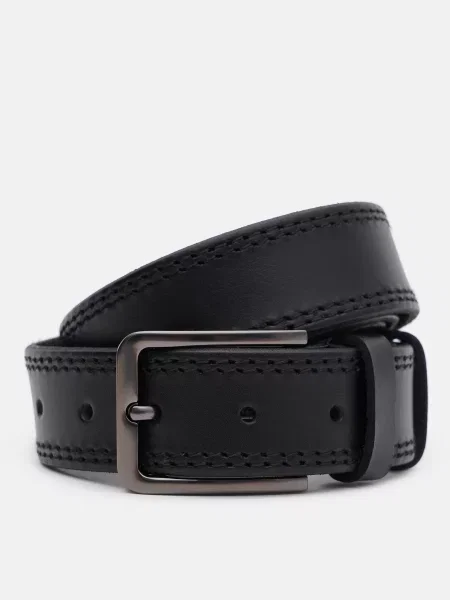 Шкіряний ремінь Borsa Leather з ремінцями чорний