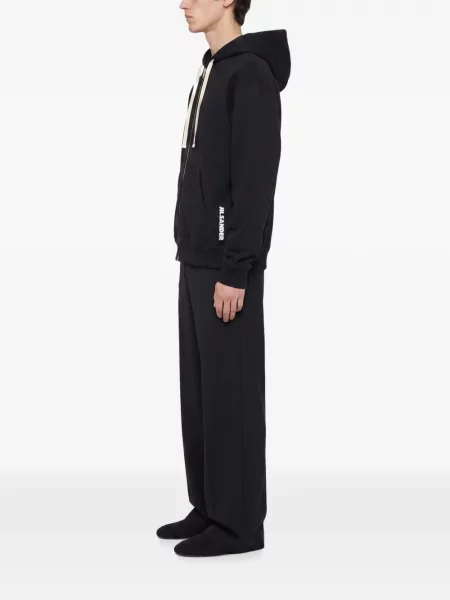 Hanorac cu glugă Jil Sander cu cordon negru