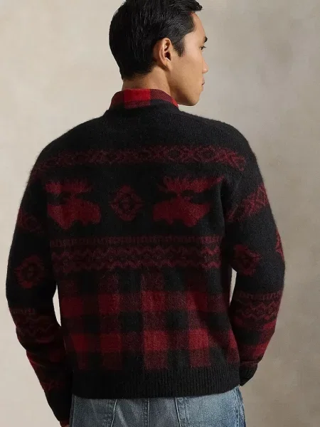 Polo Ralph Lauren kardigan z dodatkiem wełny bordowy