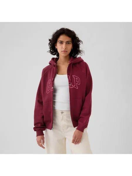 Bluza z kapturem Gap retro bez fiszbin czerwona