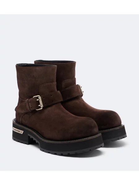 Cizme scurte Balenciaga din piele de căprioară maro