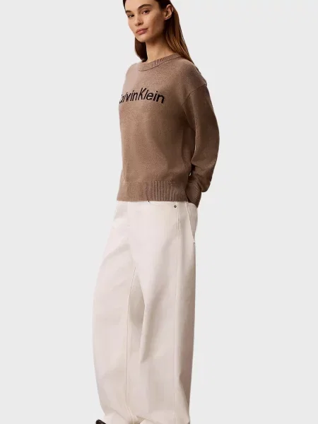Свитер Calvin Klein Jeans с лого коричневый