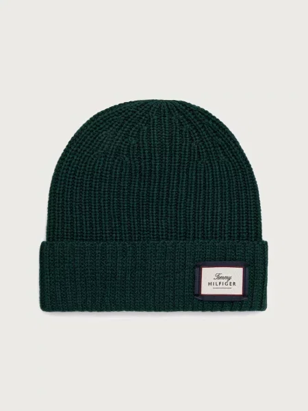 Tommy Hilfiger σκούφος beanie ανδρικός μάλλινος πράσινο