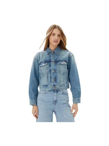 Calvin Klein Jeans kurtka jeansowa przejściowa niebieski