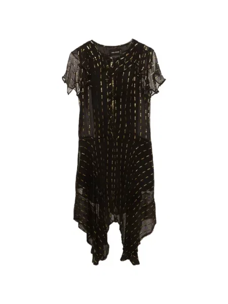 Rochie mini Zadig&voltaire cu volane din crep negru