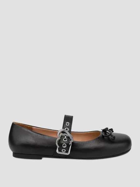 Кожаные балетки Moschino черные