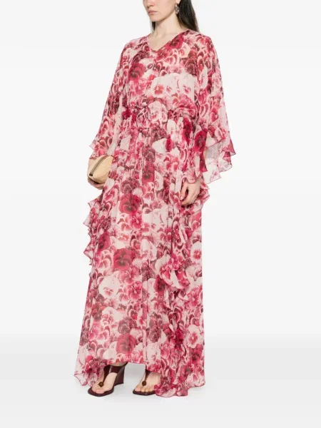 Gėlėtas kostiumas maksi maxi suknele Giambattista Valli rožinė
