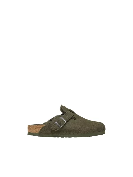 Klapki Birkenstock skórzane zielone