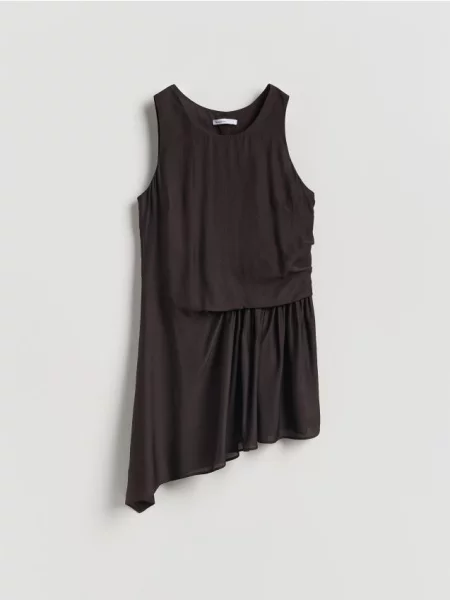 Reserved Блузка з асиметричним низом темно коричневий