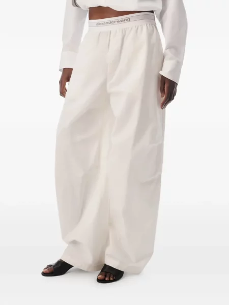 Pantaloni Alexander Wang cu autograf alb