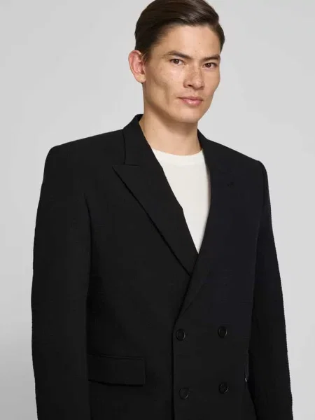 Marynarka garniturowa z mieszanki bawełny krój slim fit model HENRY' Hugo czarna