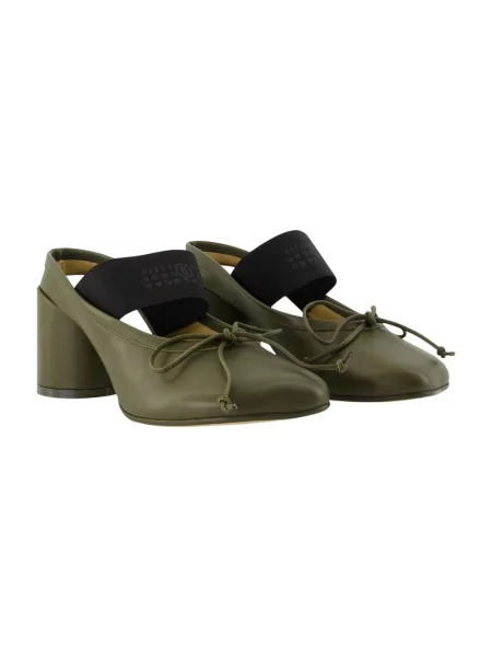 Klapki Mm6 Maison Margiela skórzane zielone