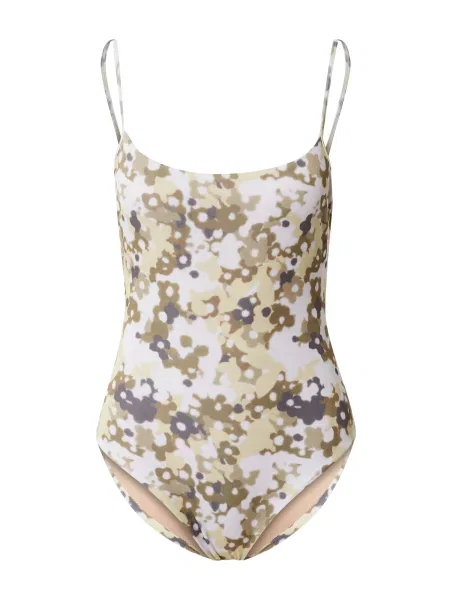 Samsøe Samsøe Jednodielne plavky Leah modrosivá / kaki / olivová biela