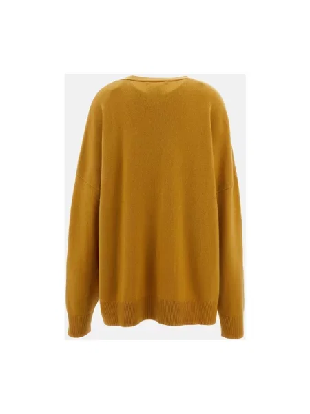 Długi kardigan Extreme Cashmere z kaszmiru z dekoltem w serek żółty