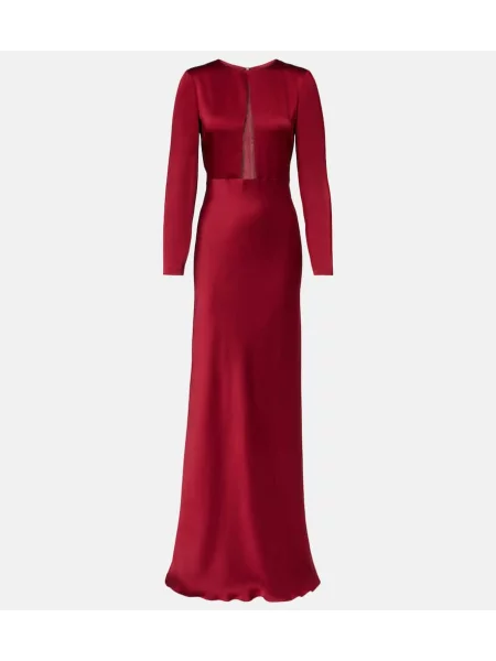 Satynowa maksi sukienka maxi Max Mara garniturowa czerwona