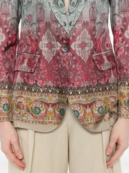 Geacă Pierre-louis Mascia de mătase cu model floral cu imagine albastru