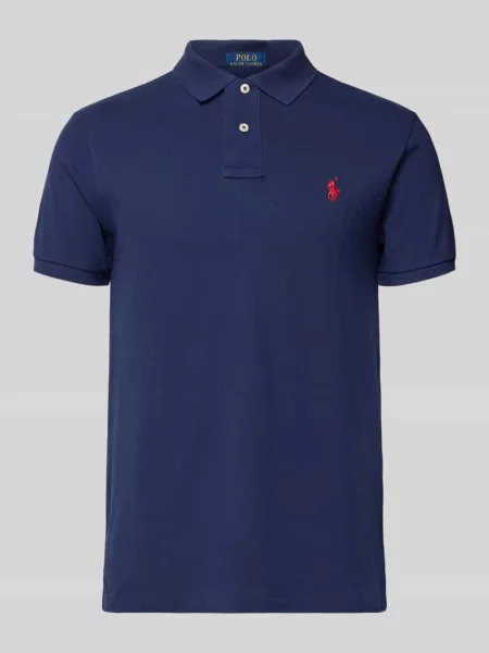 Koszulka polo o kroju slim fit z wyhaftowanym logo Polo Ralph Lauren niebieska